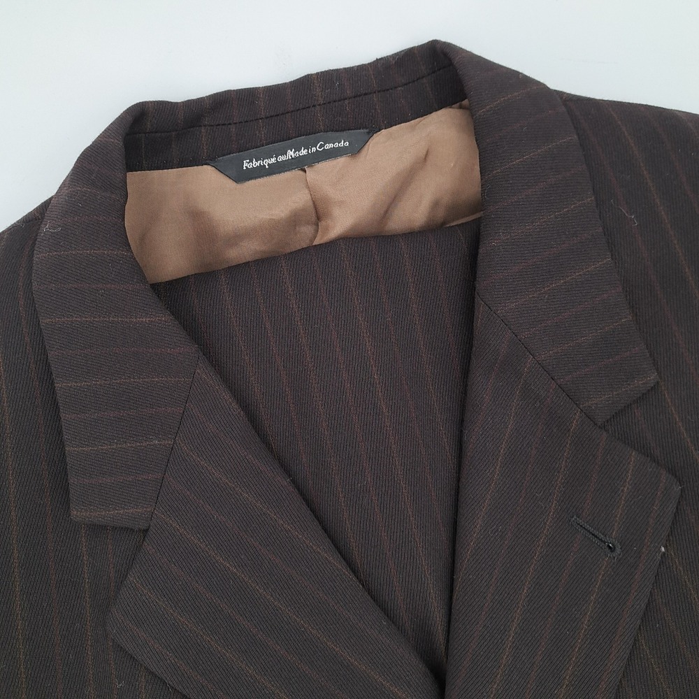 Bespoke Copley Men's 52L Brown Multi Stripe Suit Jacket Pants 41x32